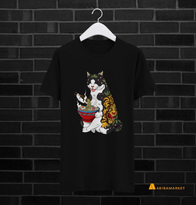 Camiseta Gato comiendo ramen